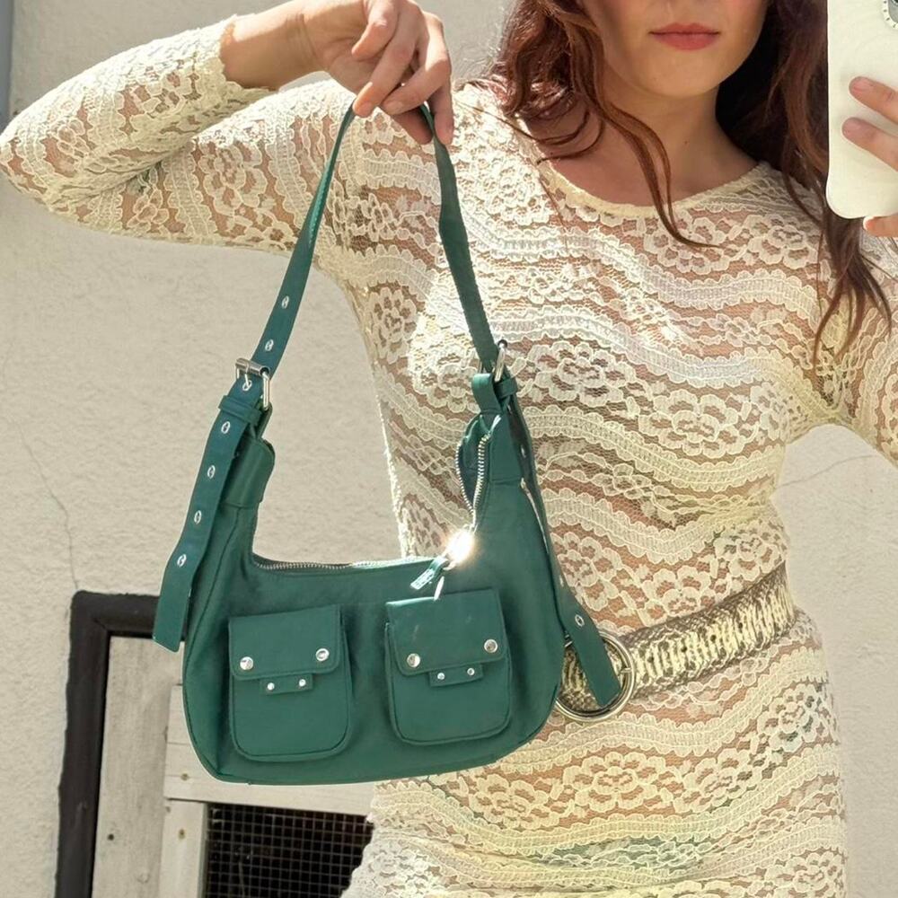 Núnoo Sally Recycled Nylon Green Shoulder Bag